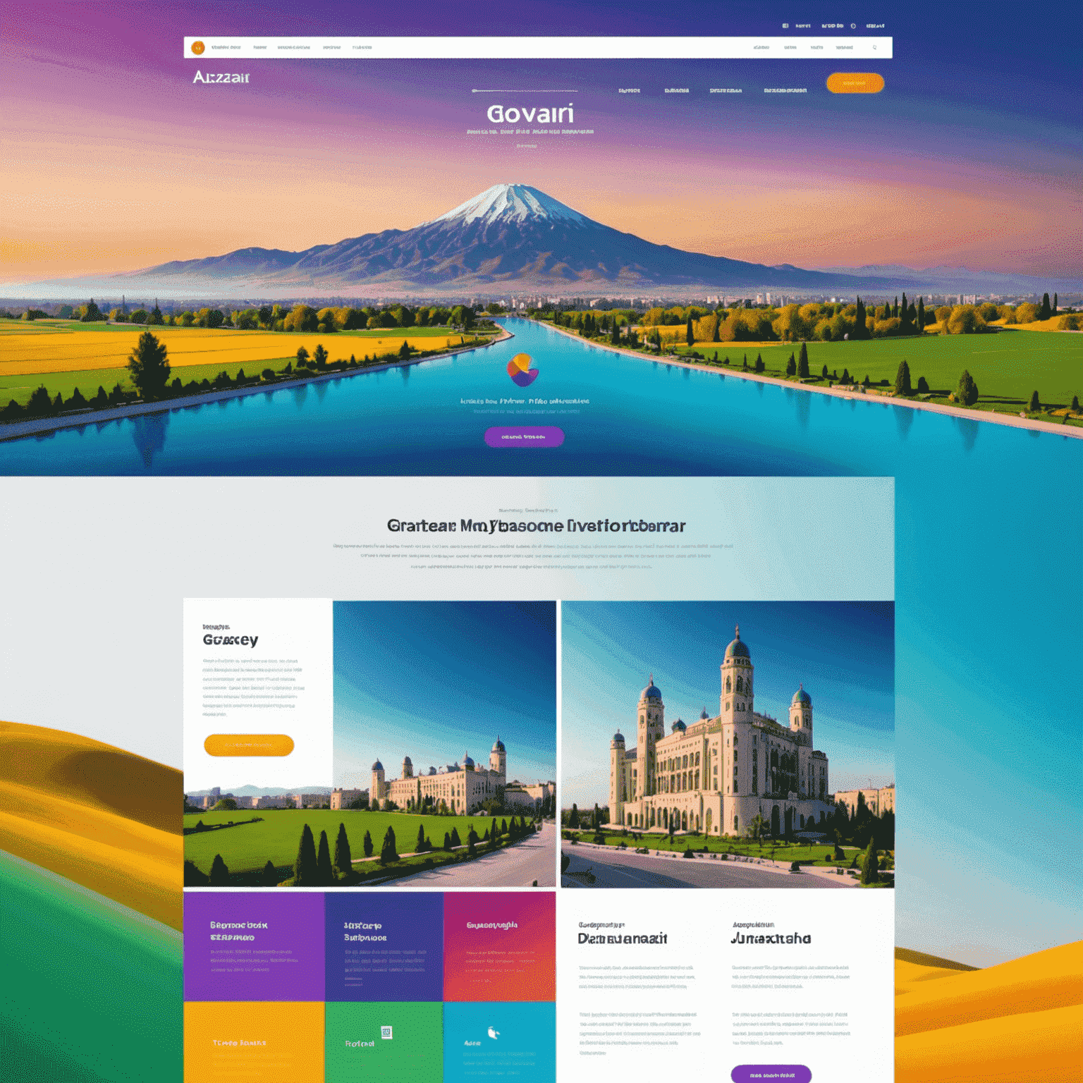 Примеры азербайджанских веб-сайтов с яркими цветовыми схемами и градиентами